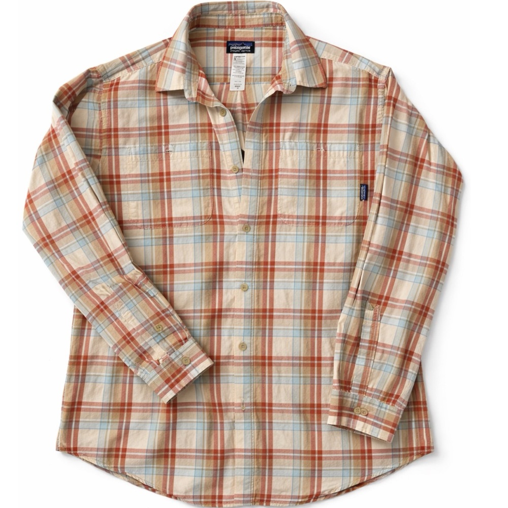 Patagonia Plaid Button Down – Soft Earth Tone Gorpcore Flannel Style Shirt
